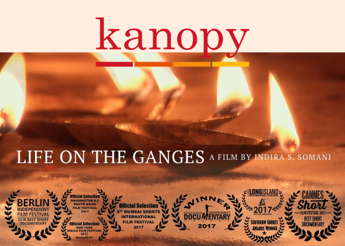Life on the Ganges film poster + Kanopy logo